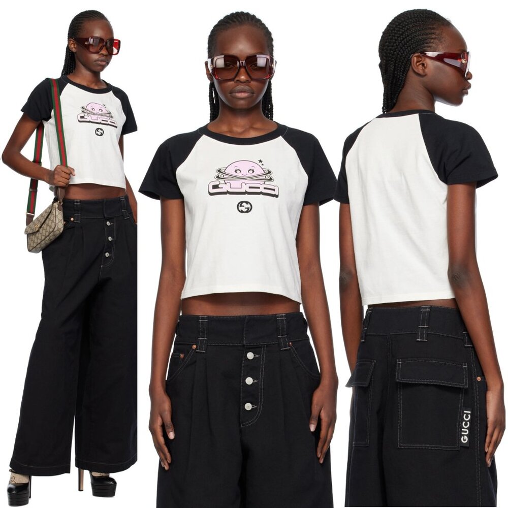 GUCCI T-SHIRT COTTON JERSEY PLANET LOGO PRINT SHORT SLEEVE TOP sz XL EXTRA LARGE - Picture 2 of 16
